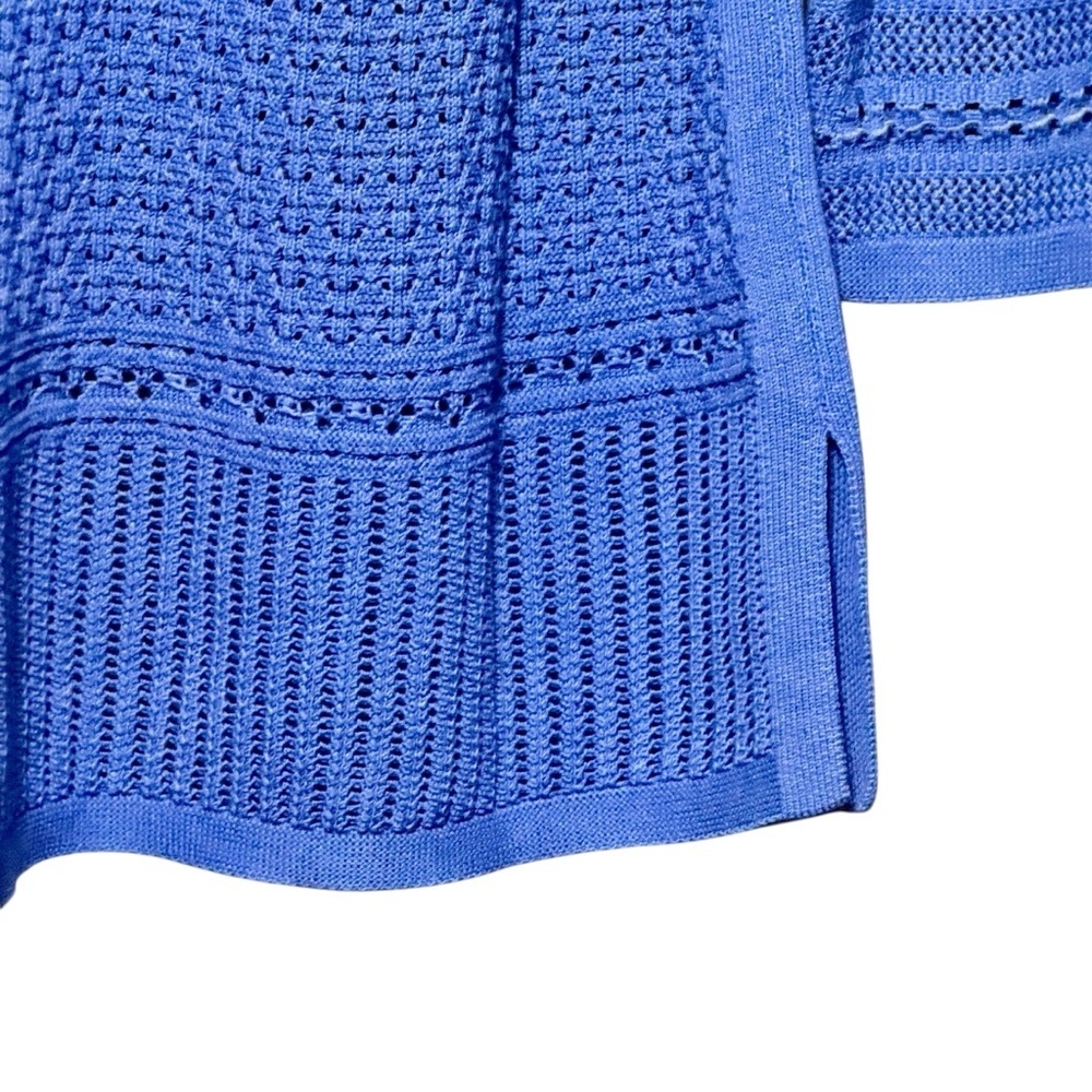 Talbots Open Weave Pointelle Split V-Neck Cotton … - image 6